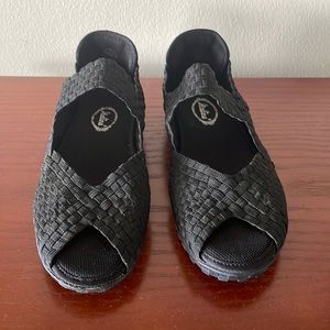 Woven Mary Janes with peep toe